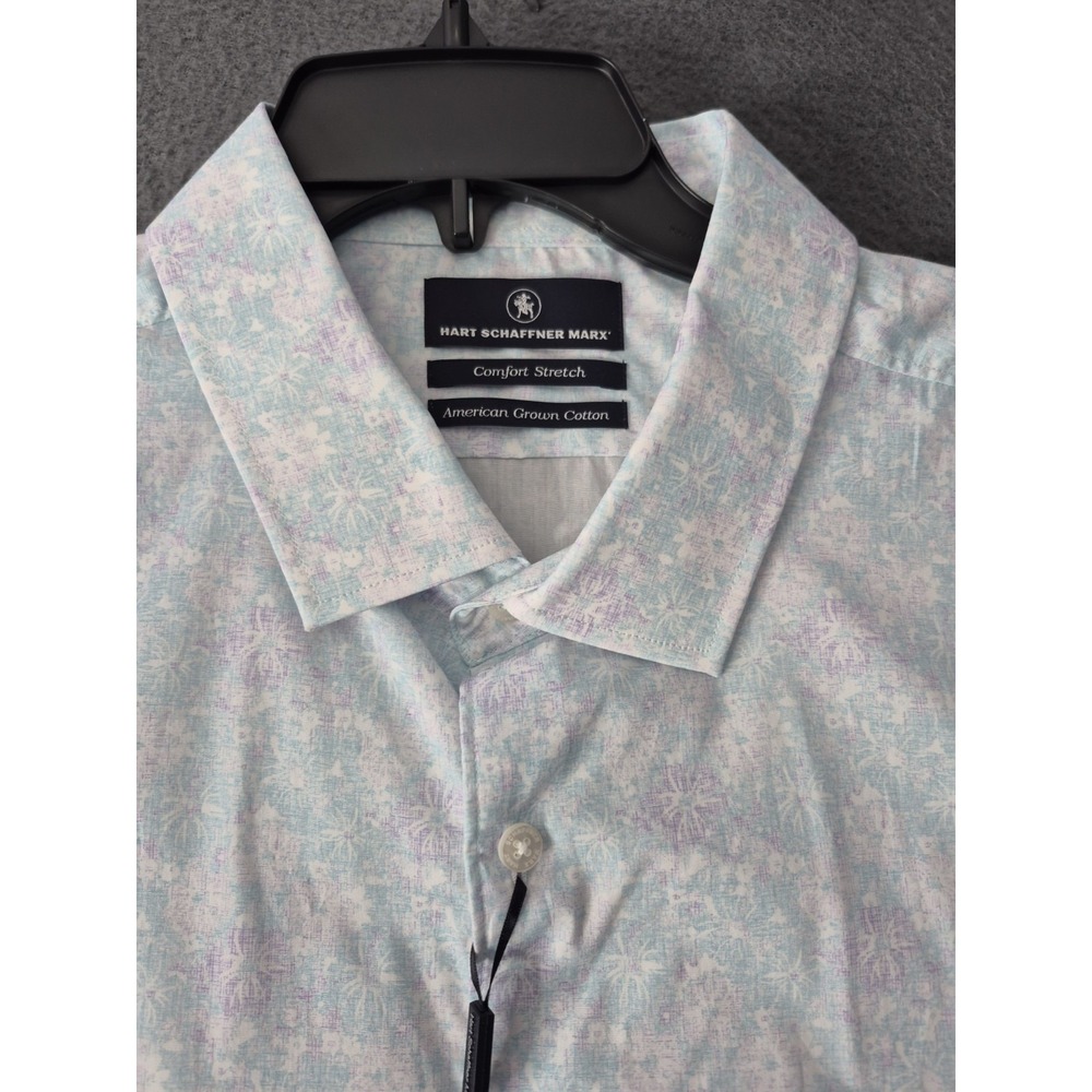 Hart Schaffner Marx Men's Short-Sleeve Shirt XXL Floral 100% Cotton NWT $95